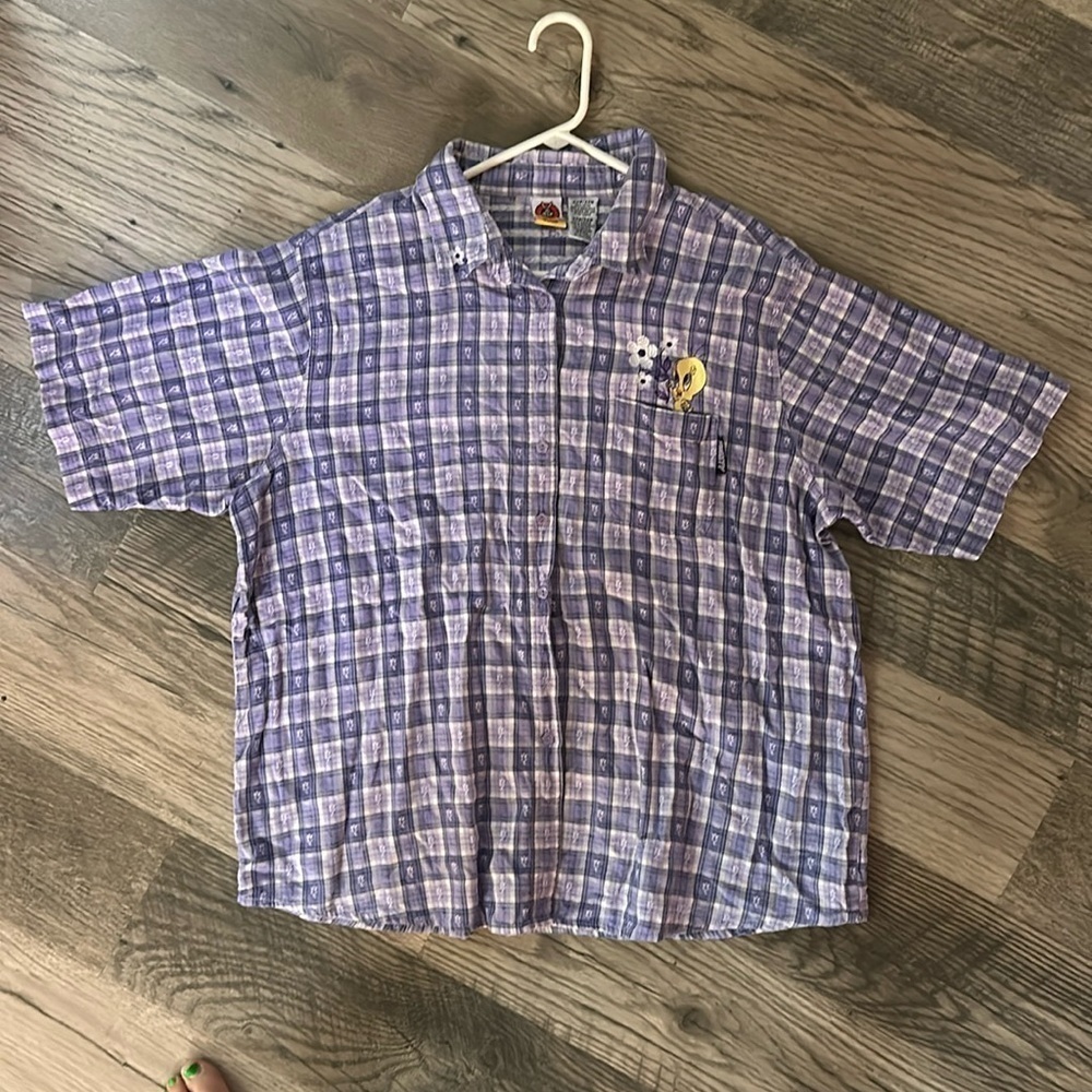 Looney Tunes purple Tweety Bird button front shirt‎ women’s 22/24W